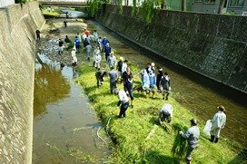 パンケ歌志内川河川清掃