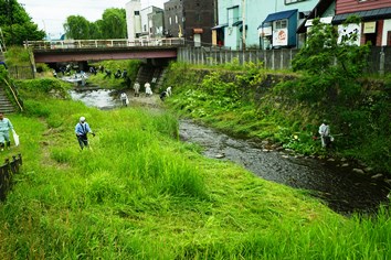 パンケ歌志内川河川清掃